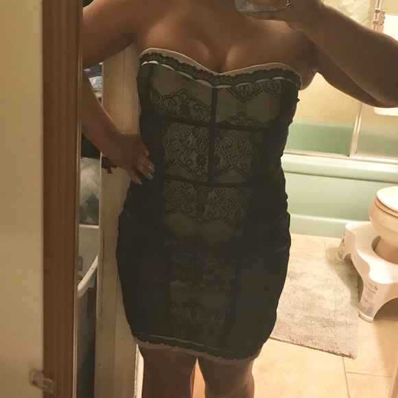 ⚜️ Costa Blanca black lace strapless bustier dress - Picture 7 of 9